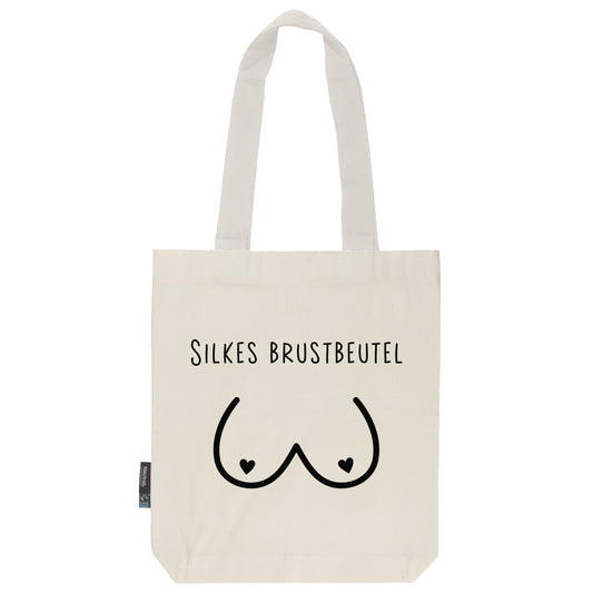 Brustbeutel | feste Stofftasche | lange Henkel | personalisiert mit Brust-Motiv | schwarz oder pink | Bio- Baumwolle | Twill Bag natur - verschenkich.de