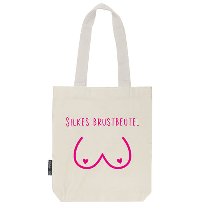 Brustbeutel | feste Stofftasche | lange Henkel | personalisiert mit Brust-Motiv | schwarz oder pink | Bio- Baumwolle | Twill Bag natur - verschenkich.de