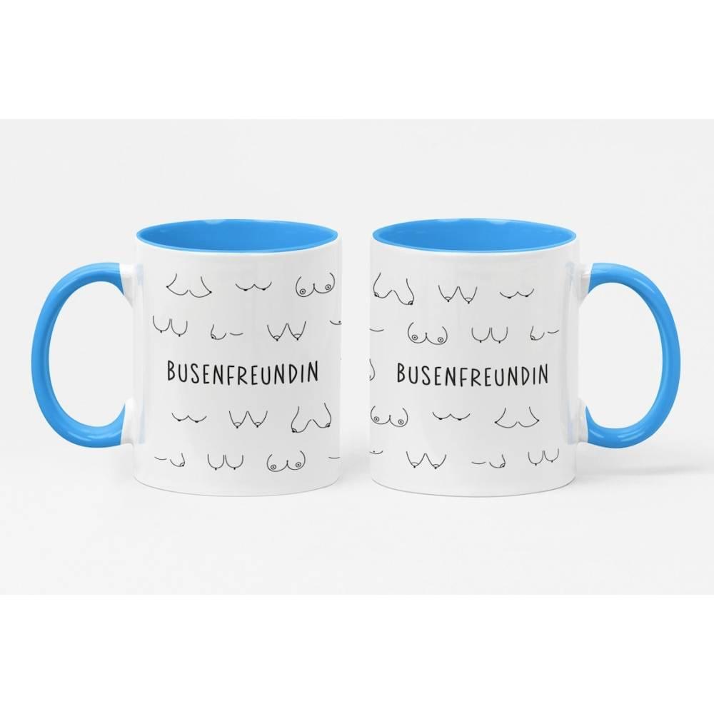 Busenfreundin 2.0 | Kaffeetasse | Henkel und Innen blau | entzückendes Geschenk für die beste und liebste Freundin | kurz BFF - verschenkich.de