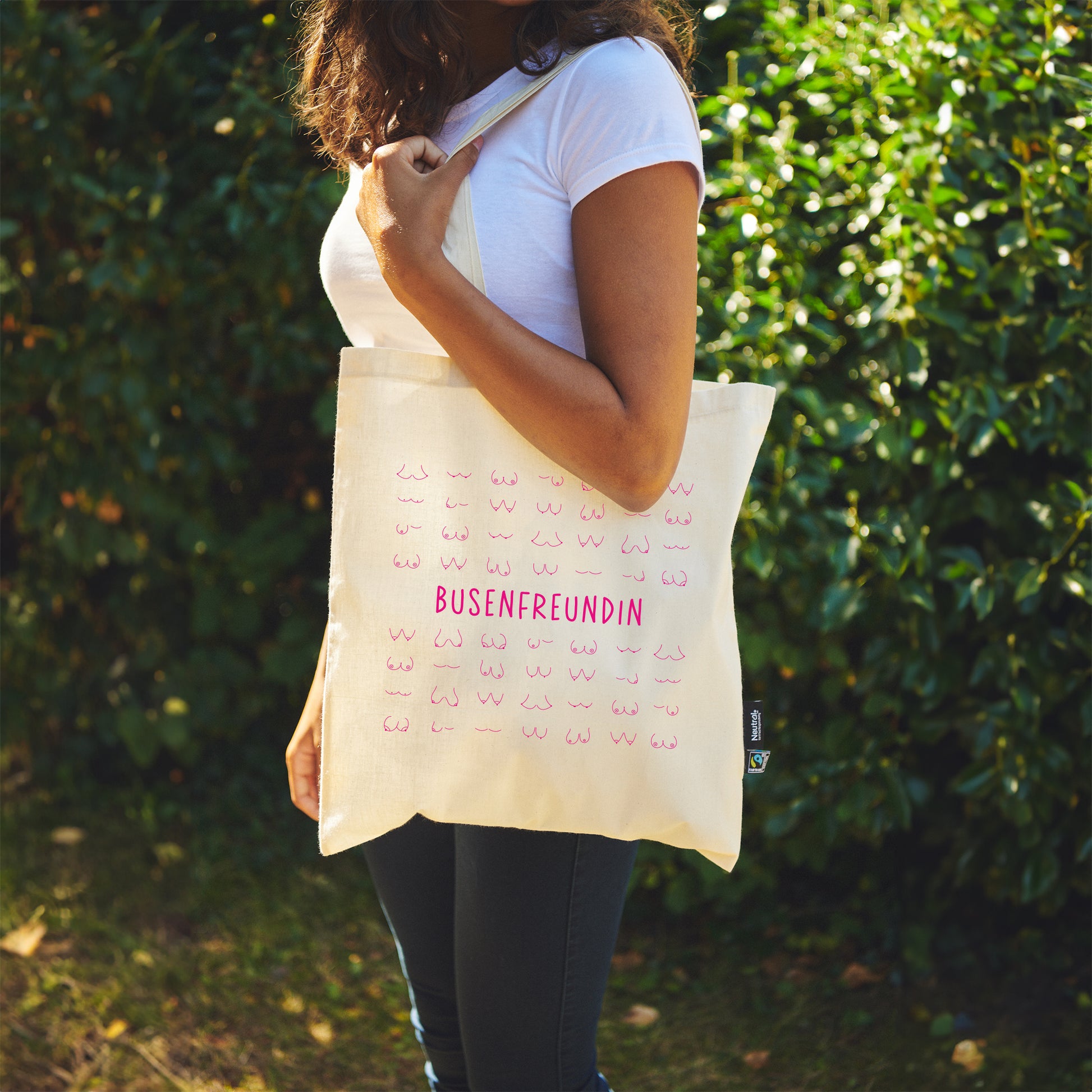 Busenfreundin 2.0 pink | naturfarbene Stofftasche aus Bio- Baumwolle | entzückendes Geschenk für die beste und liebste Freundin | kurz BFF - verschenkich.de