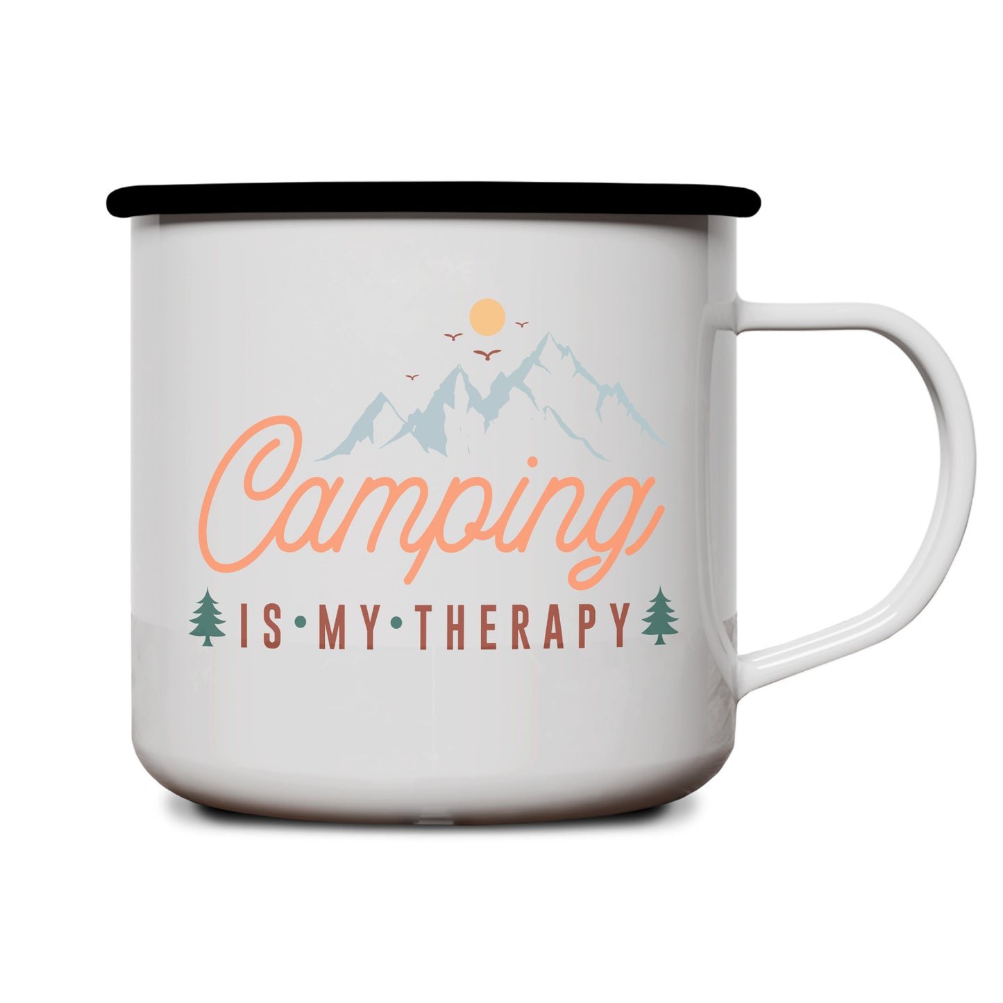 Emaille Tasse | Camping is my Therapy | Bunt