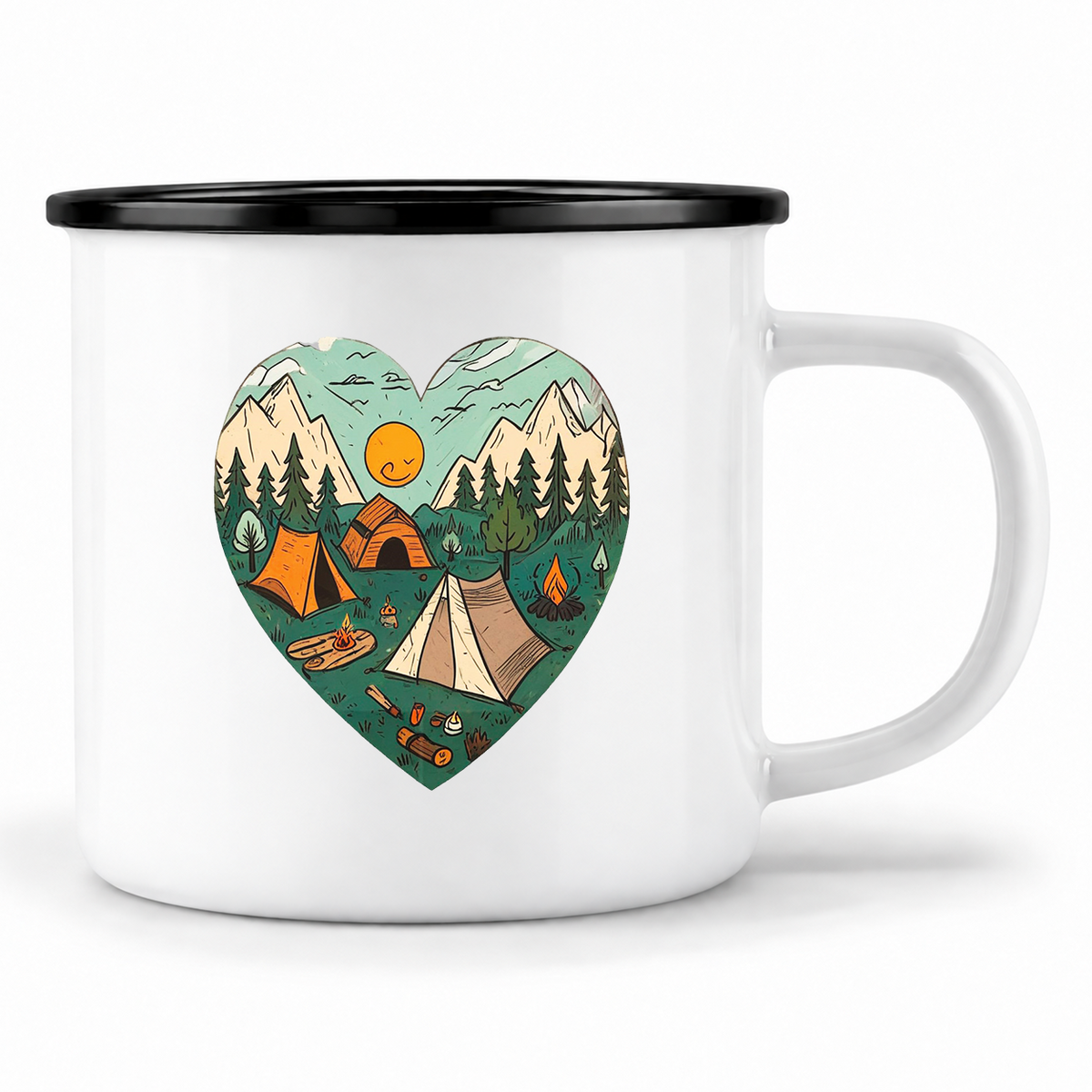 Emaille Tasse | Camping Herz