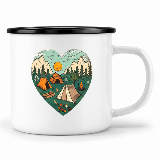 Emaille Tasse | Camping Herz
