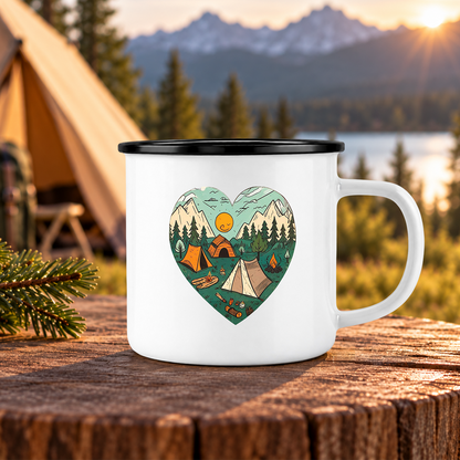 Emaille Tasse | Camping Herz