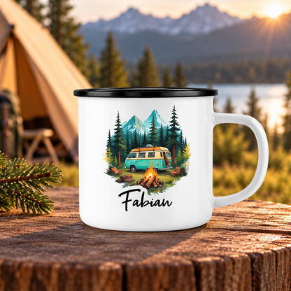 Emaille Tasse mit Namen | Camping Van Forrest