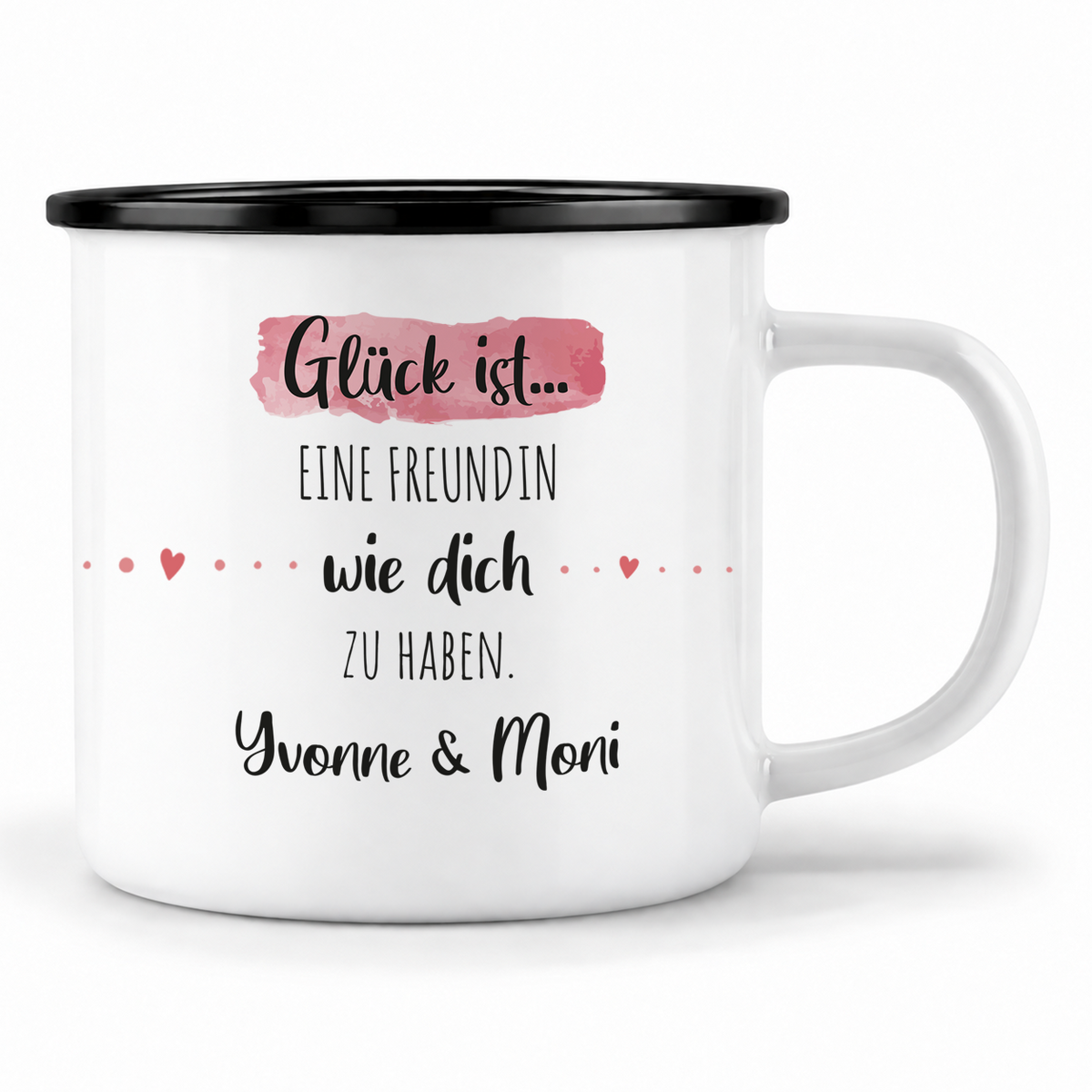 Emaille Tasse mit Namen | Glück ist Freundin eine wie dich zu haben