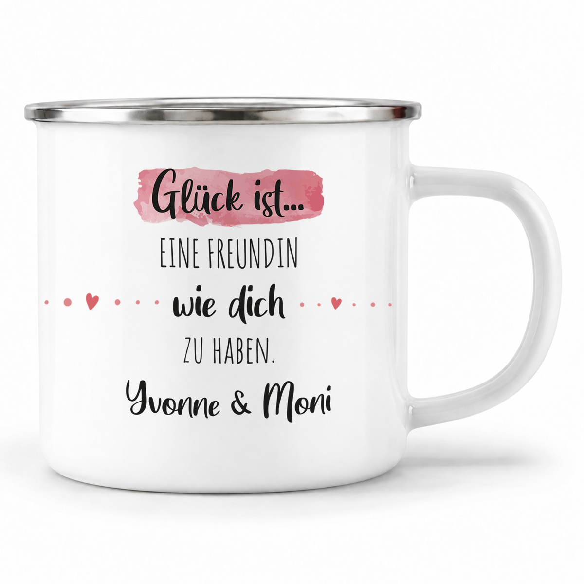 Emaille Tasse mit Namen | Glück ist Freundin eine wie dich zu haben