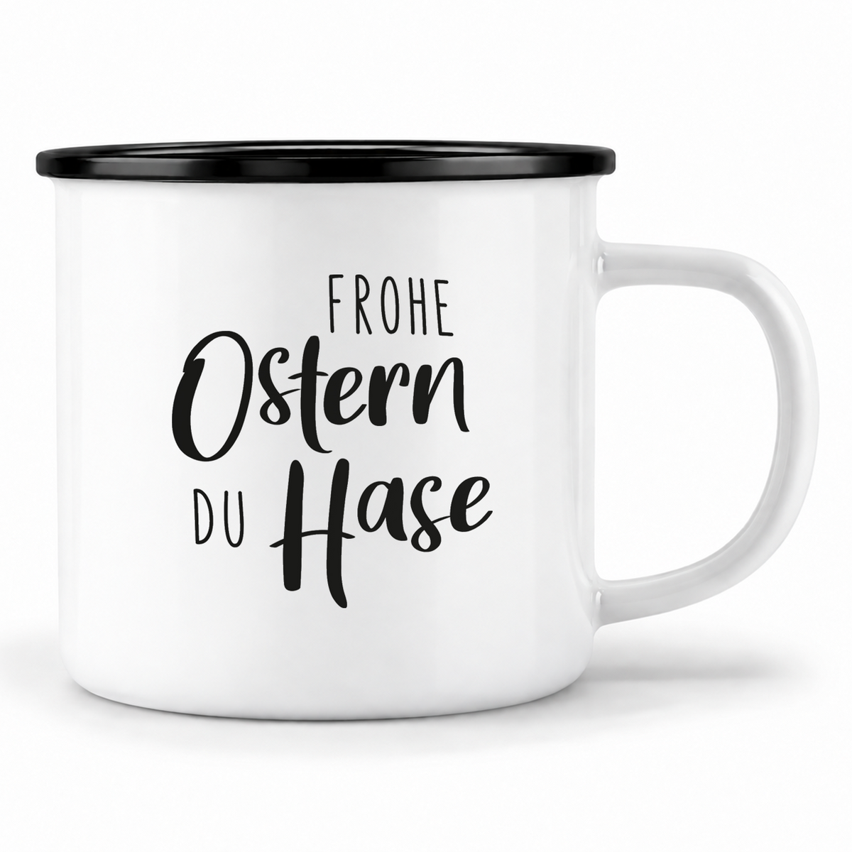 Emaille Tasse mit Name | Frohe Ostern du Hase