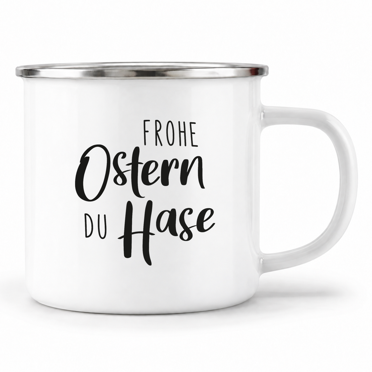Emaille Tasse mit Name | Frohe Ostern du Hase