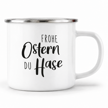 Emaille Tasse mit Name | Frohe Ostern du Hase