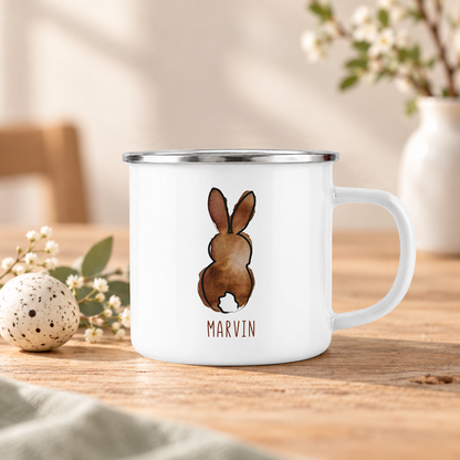 Emaille Tasse mit Name | Frohe Ostern du Hase