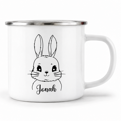 Emaille Tasse mit Namen | Hasen Junge