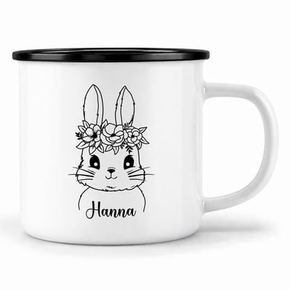 Emaille Tasse mit Namen | Hasen Mädchen