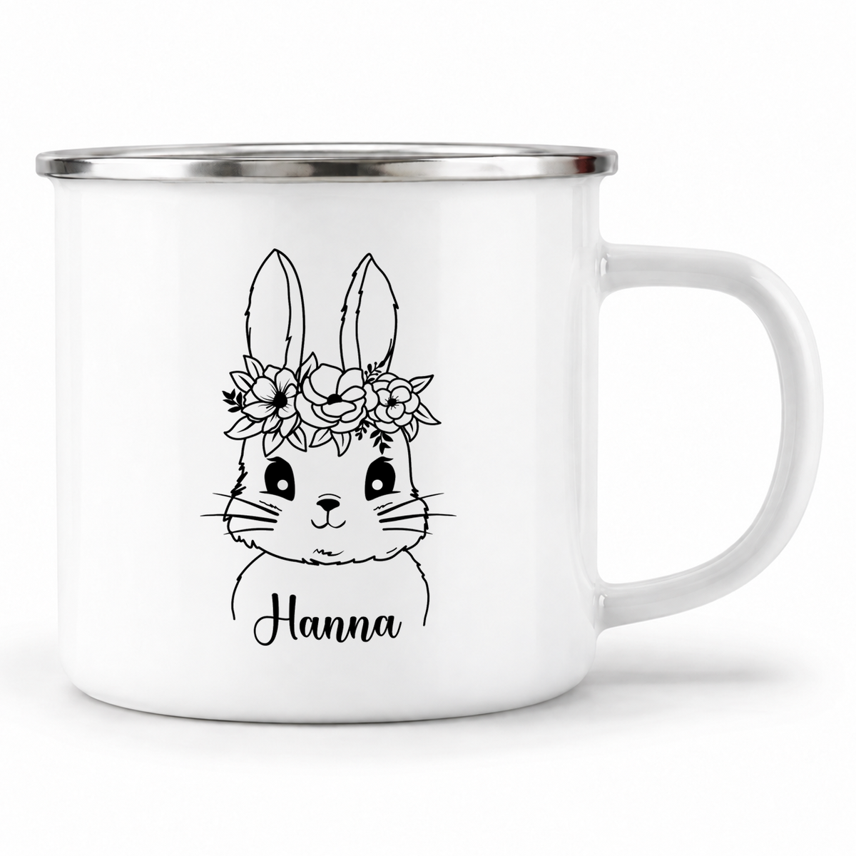 Emaille Tasse mit Namen | Hasen Mädchen