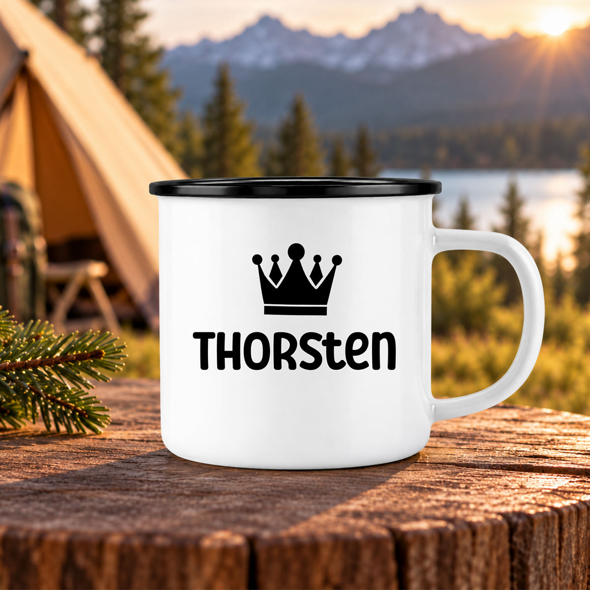 Emaille Tasse mit Namen | King of the Camper