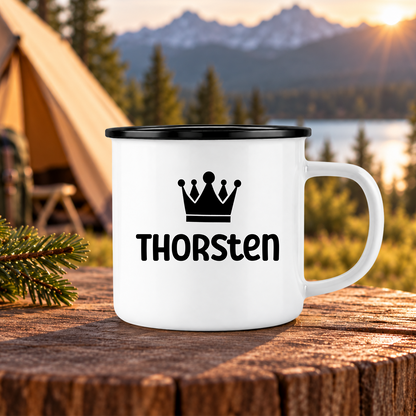 Emaille Tasse mit Namen | King of the Camper