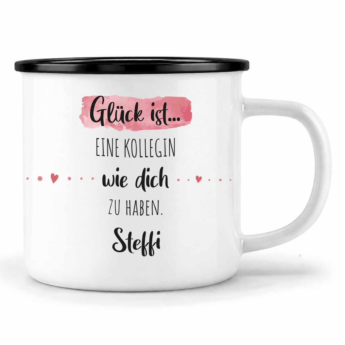 Emaille Tasse mit Namen | Glück ist eine Kollegin wie dich zu haben