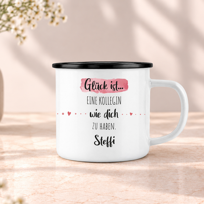 Emaille Tasse mit Namen | Glück ist eine Kollegin wie dich zu haben