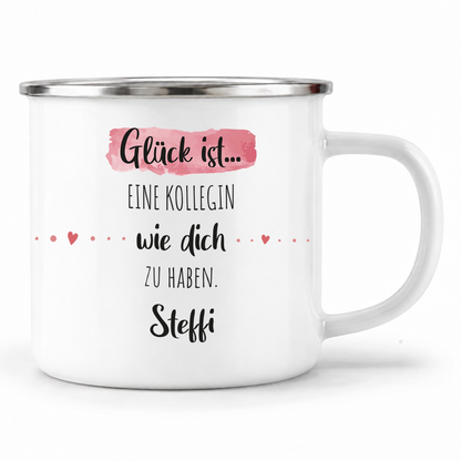 Emaille Tasse mit Namen | Glück ist eine Kollegin wie dich zu haben