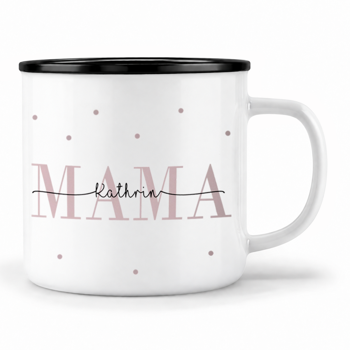 Keramik Emaille-Optik Tasse mit Namen + Kinder Geburtsjahr | Mama