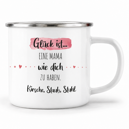 Emaille Tasse mit Namen | Glück ist eine Mama wie dich zu haben