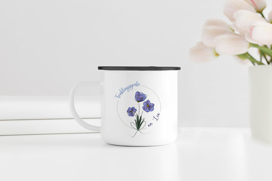 Emaille Tasse mit Name | Veilchen - verschenkich.de