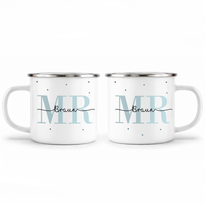 Emaille Tassen-Set mit Namen + Datum | Mr + Mr