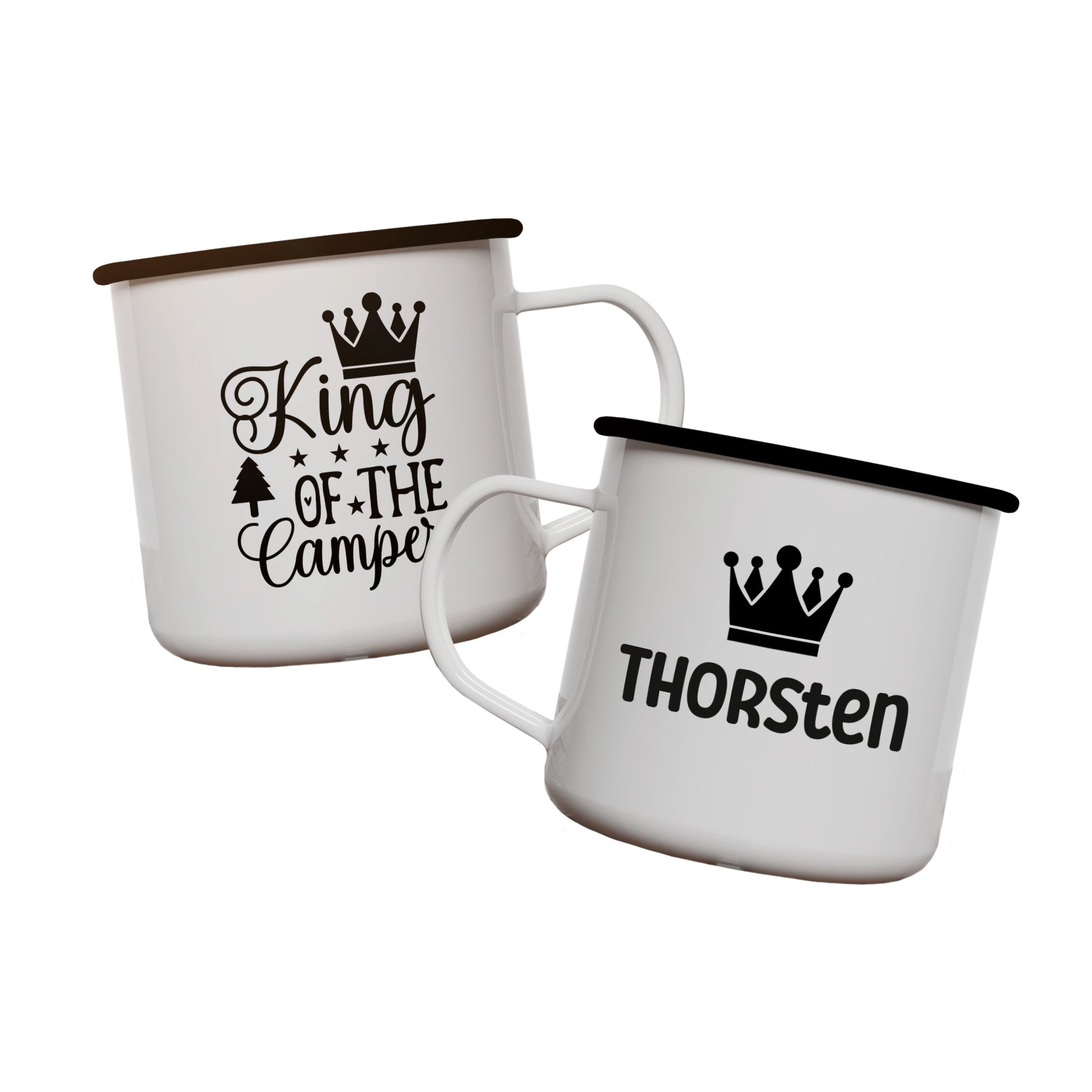 Emaille Tasse | 'King of the Camper' mit Name - verschenkich.de