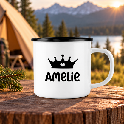 Emaille Tasse mit Namen | Queen of the Camper