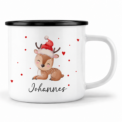 Emaille Tasse mit Name | Baby Rentier