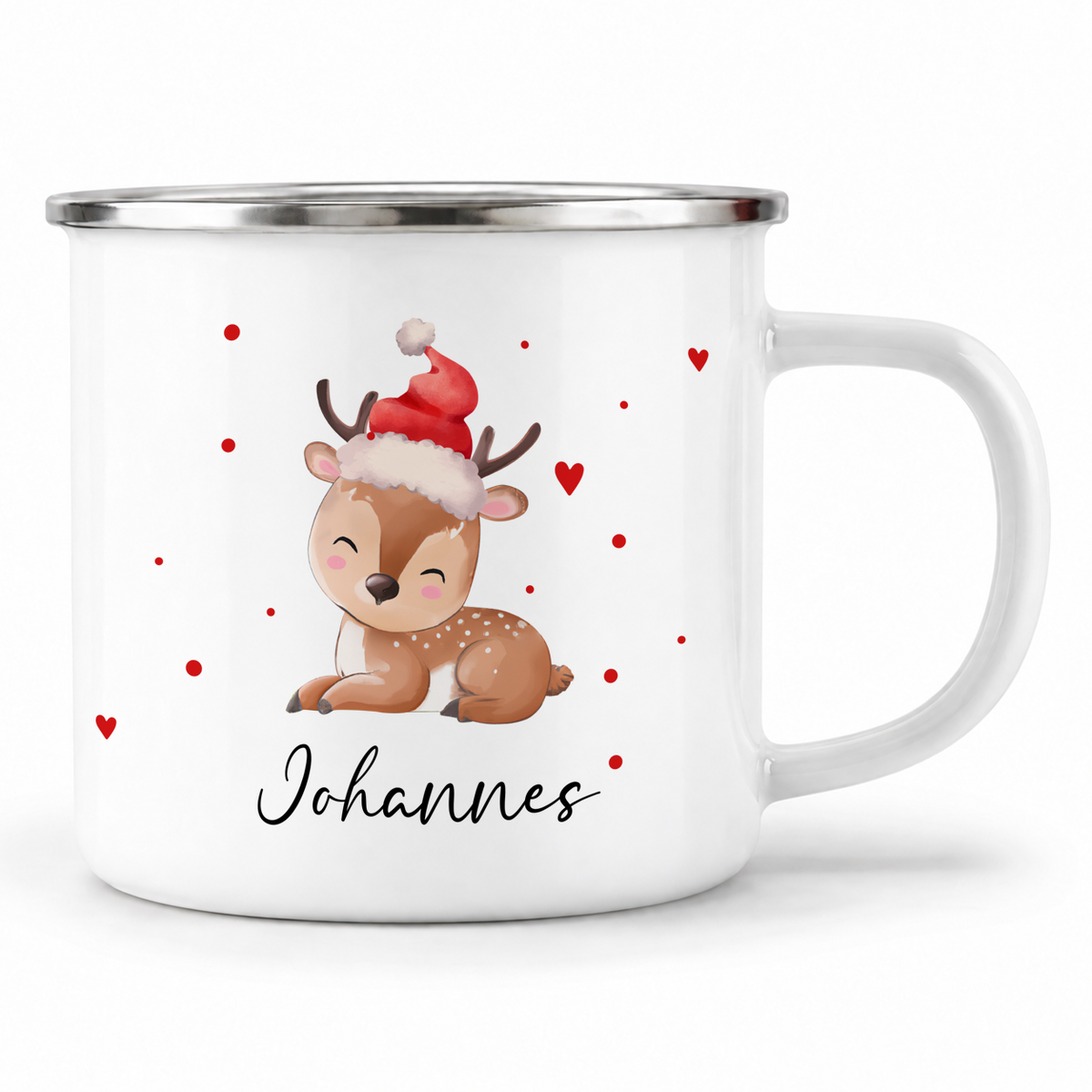 Emaille Tasse mit Name | Baby Rentier