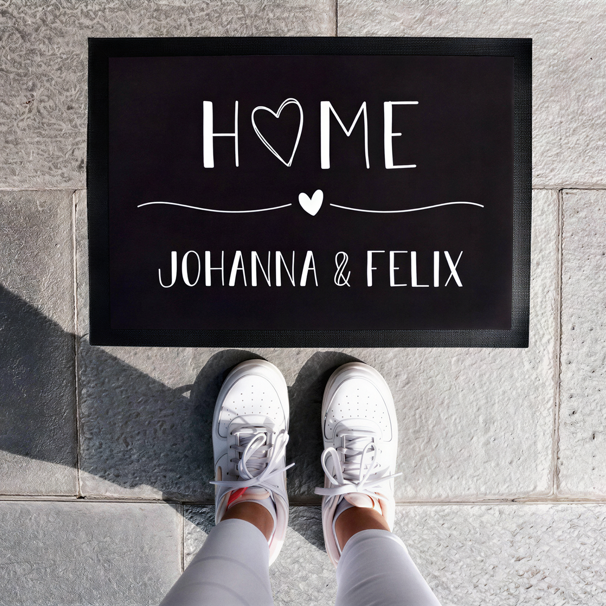 Fußmatte mit Vornamen | Home mit Herz