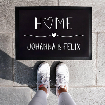 Fußmatte mit Vornamen | Home mit Herz