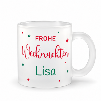 Glastasse mit Namen | Frohe Weihnachten