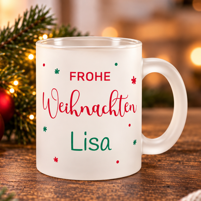 Glastasse mit Namen | Frohe Weihnachten