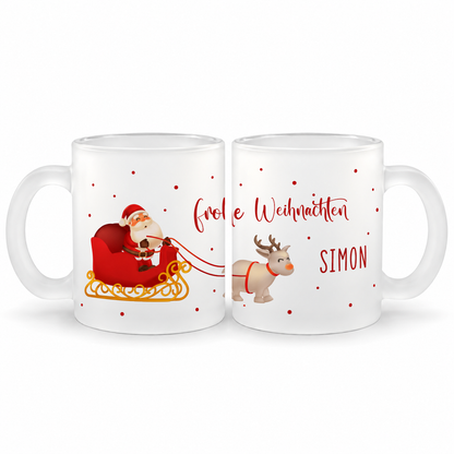 Glastasse mit Namen | Weihnachtsmann