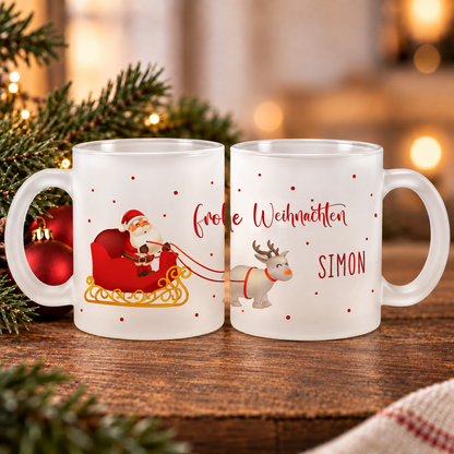 Glastasse mit Namen | Weihnachtsmann