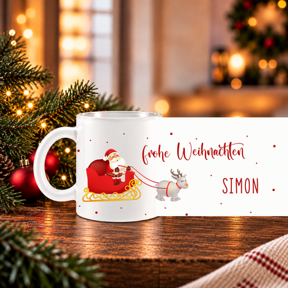 Glastasse mit Namen | Weihnachtsmann