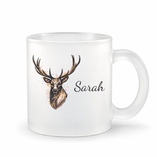 Glastasse mit Namen | Winter Hirsch