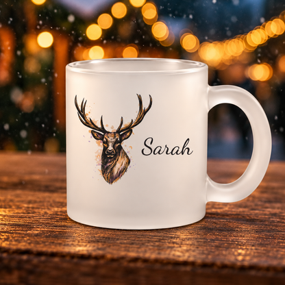 Glastasse mit Namen | Winter Hirsch