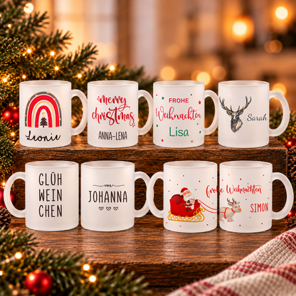 Glastasse mit Namen | Winter Hirsch