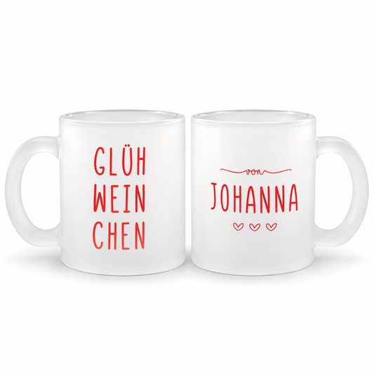 Glastasse mit Namen | Glühweinchen - Rot
