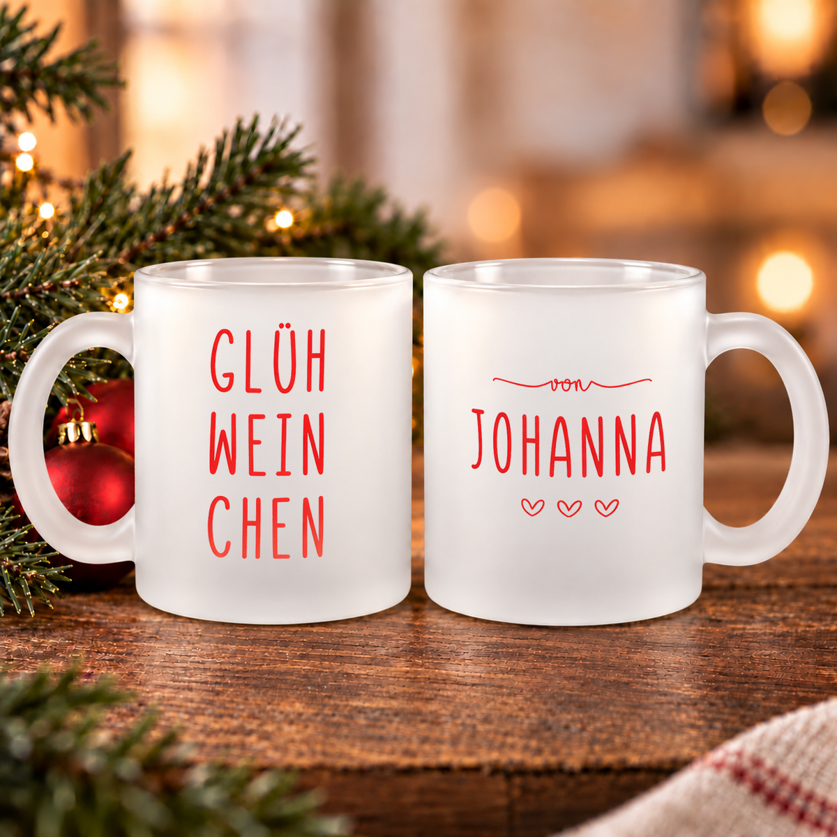 Glastasse mit Namen | Glühweinchen - Rot