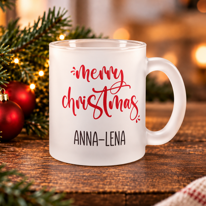 Glastasse mit Namen | Merry Christmas