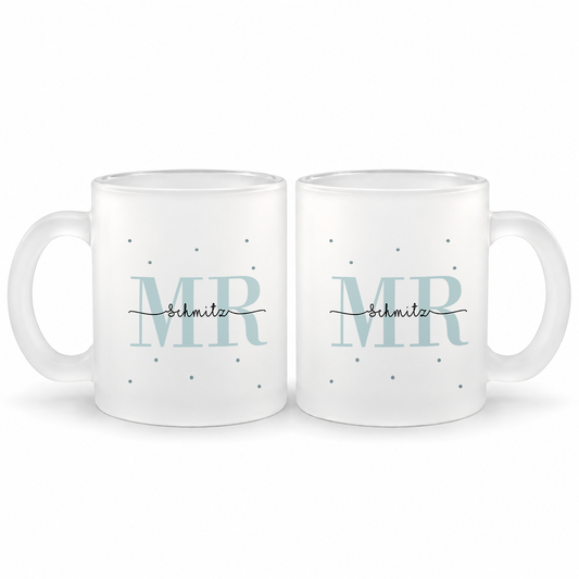 Glas Tassen-Set mit Namen + Datum | Mr + Mr