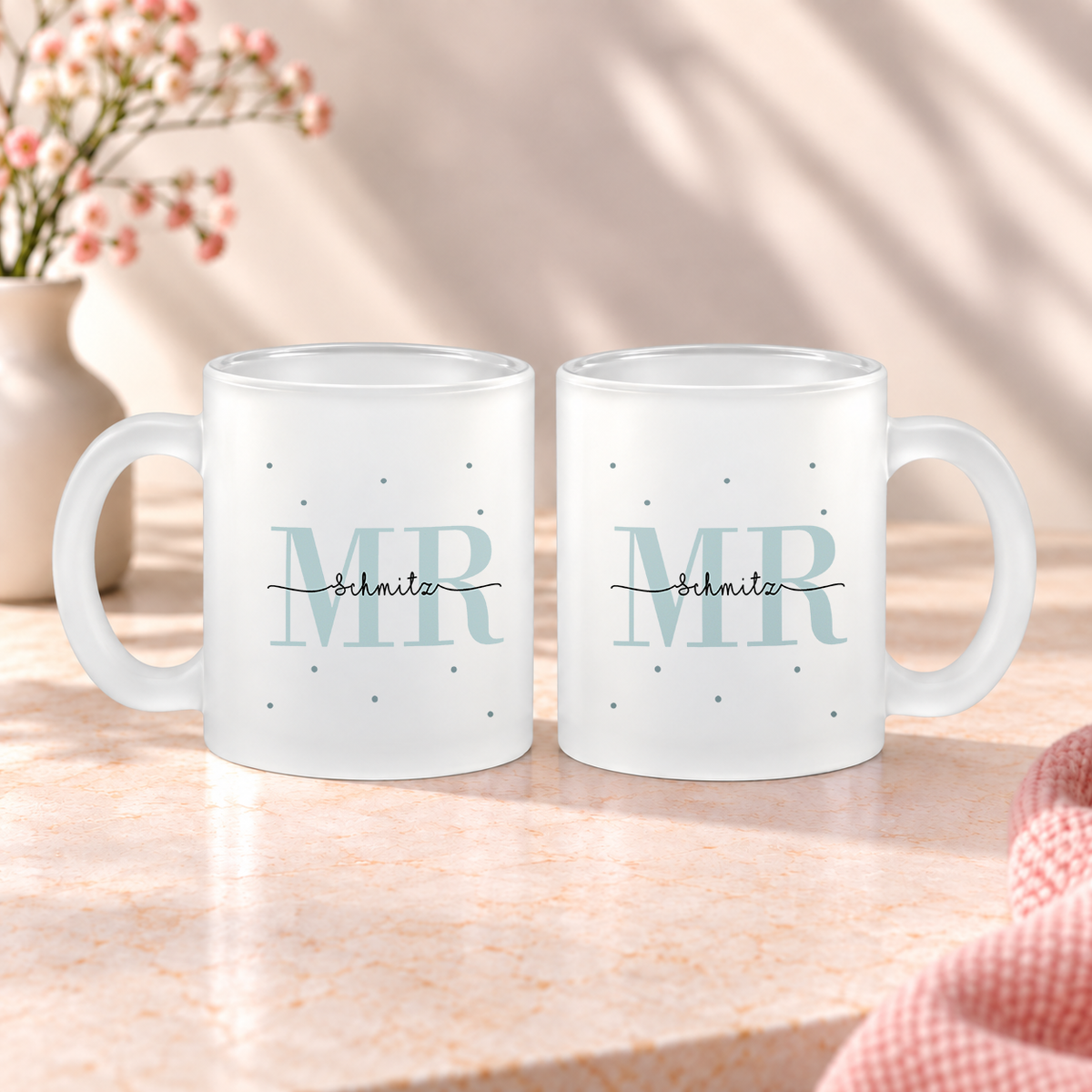 Glas Tassen-Set mit Namen + Datum | Mr + Mr