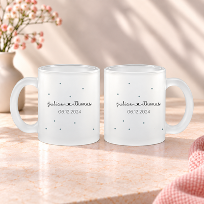 Glas Tassen-Set mit Namen + Datum | Mr + Mr
