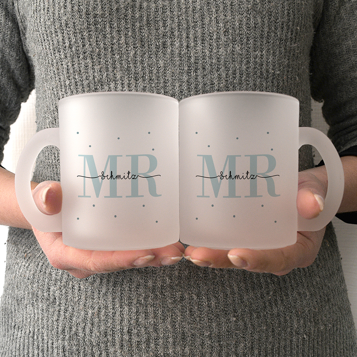 Glas Tassen-Set mit Namen + Datum | Mr + Mr