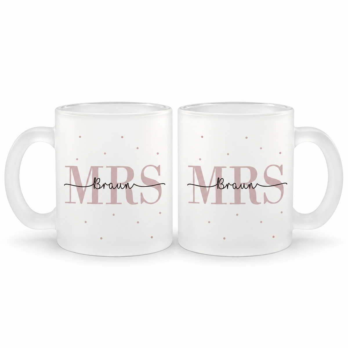 Glas Tassen-Set mit Namen + Datum | Mrs + Mrs