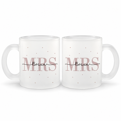 Glas Tassen-Set mit Namen + Datum | Mrs + Mrs